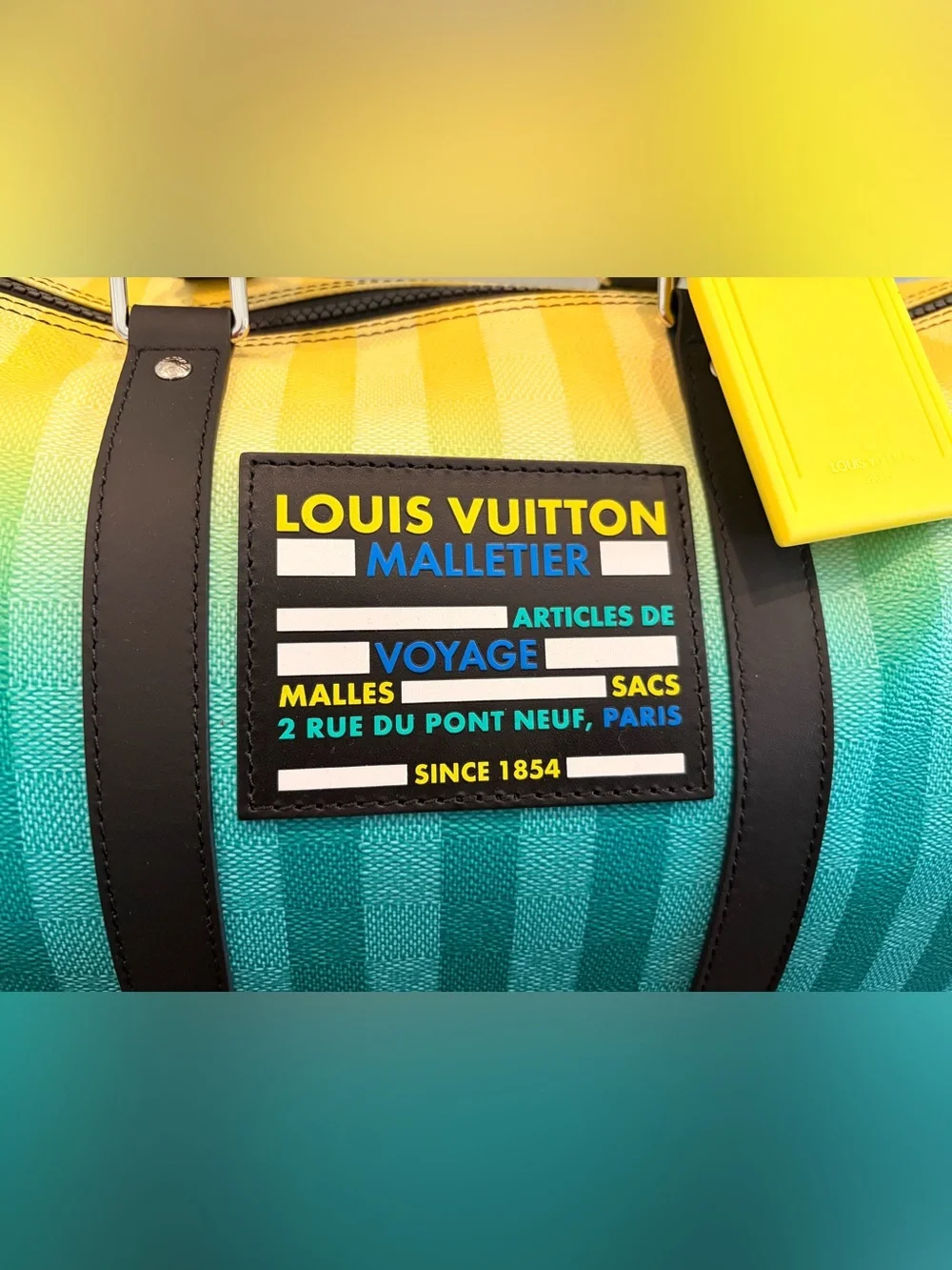 Louis Vuitton Keepall Bandoulière 50 Damier Stripes Gradient Green Virgil Abloh